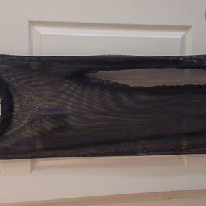 DOLLSKILL WIDOW 2x black fishnet skirt maxi slit up side lace trim